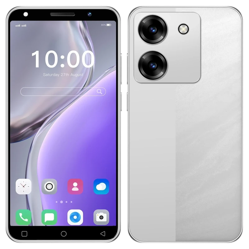 MsMga Cheap 4G Mobile Phone, 5.0 inch HD Display,16GB ROM (Scalable to 128GB), 3500 mAh Big Battry, Dual SIM Dual Cameras，Face ID Unlock Android 10.0 Smartphone (Silvery)