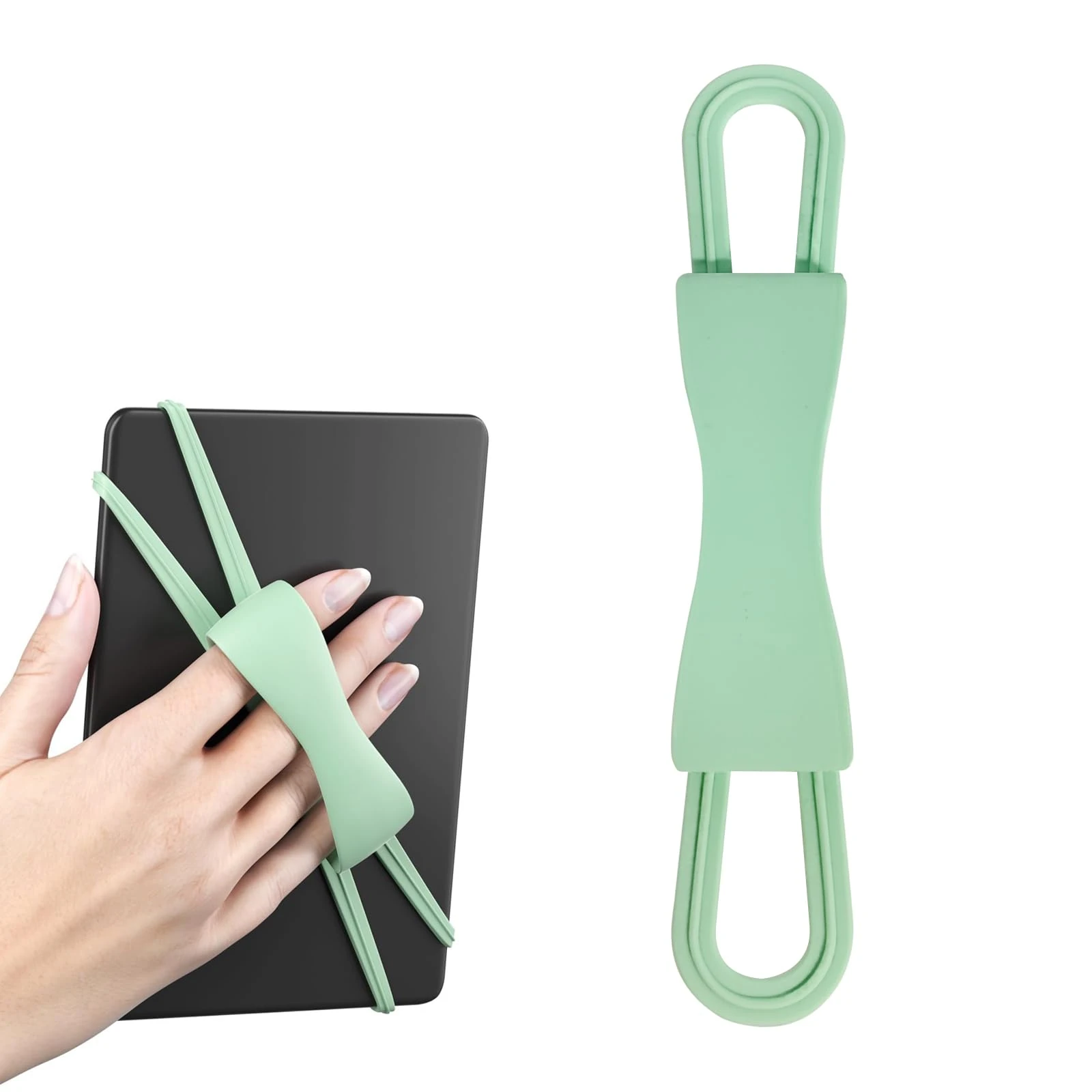 Comfortable Hand Strap Holder Compatible with Kindle, Secure Lightweight Grip Accessory for Reading in Bed, Compatible with 4.7-8" Kindle Paperwhite/Oasis/Kobo/E-Books/Tablets (Matcha)