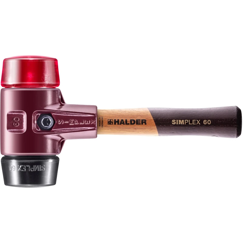Simplex 3026.062 Soft Hammer Rubber Composition/Plastic with Malleable Cast Iron Housing and High-Quality Extra Short Wooden Handle Diameter 60 mm Handle Design Extra Short