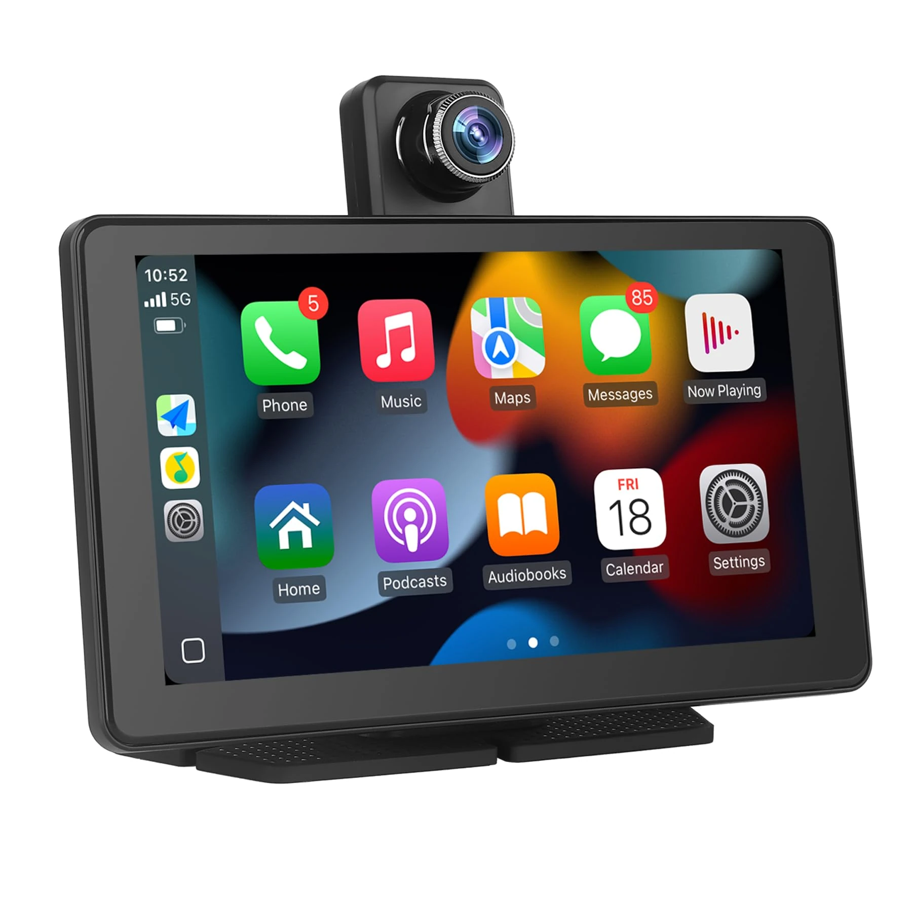 7" Car Play Screen for Car with Wireless Carplay and Android Auto - Portable Carplay screen with 1080P Dash Cam Front/64GB TF | FM transmitter/AUX | Plug & Play for most vehicles (7 inch)