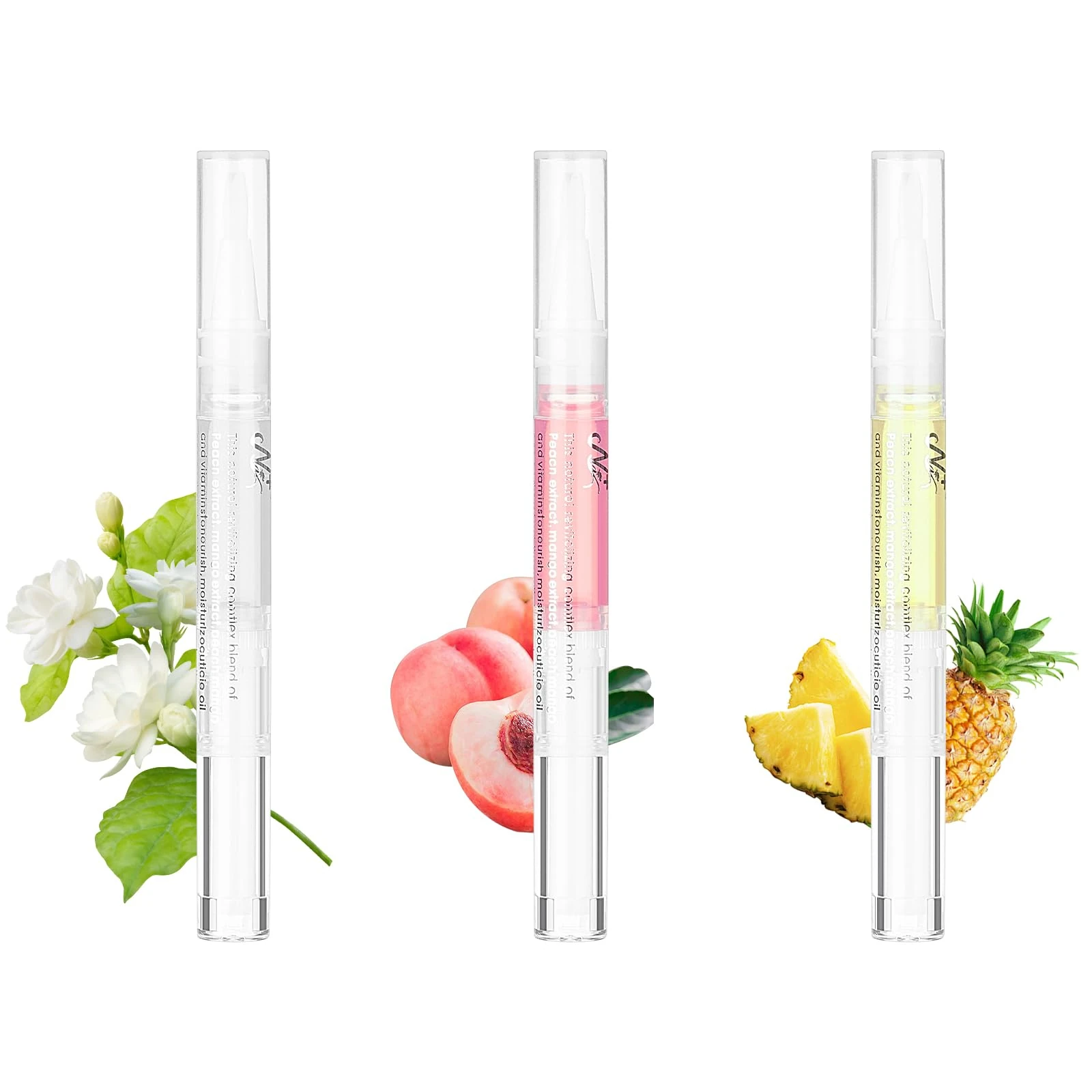 LOPHE Cuticle Oil Pens for Nail Care, 3PCS Natural Ingredients Nail Oil Pens, with Fruit Extract, Hydrating Cuticle Oil Pen to Prevent Nail Cracking and Dry, Repairing Cracked(E)