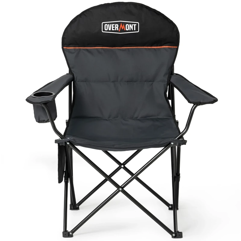 OVERMONT 150kg Oversized Camping Folding Chair for Adults with Cup Holder & Carry Bag-3.4kg lightweight Lawn Chair Support 450 LBS with High Back Comfy for Garden Picnic Beach