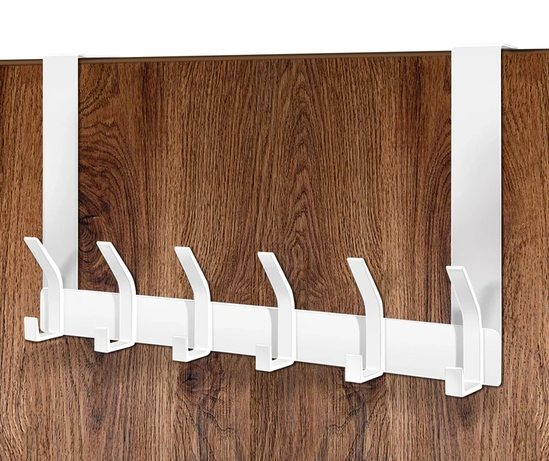 MIVITOOM Over Door Hooks - Heavy Duty 12 Hooks White, Over The Door Hook Hanger for Clothes, Coat, Bag, Hats, Towels (18cm Length, Fits 4.5cm Doors) - for Bathrooms, Bedrooms, Closets