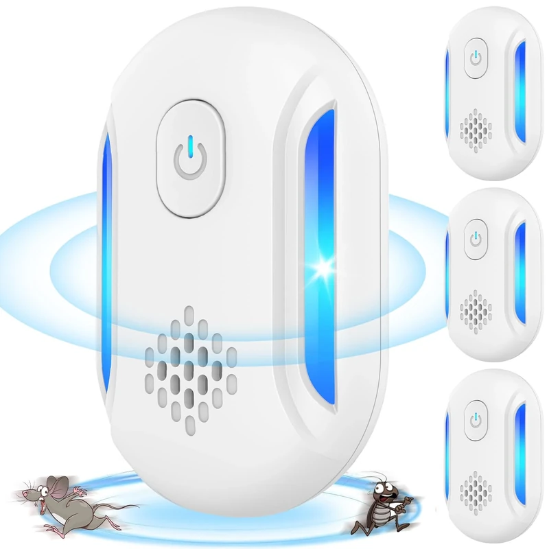 2025 Strongest Ultrasonic Pest Repeller, 4PCS Mouse Repeller for Indoor Use, Effective Plug in Pest Control for Mice, Rats, Spiders, Cockroaches - Radiation Free (Blue)