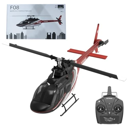 TBRICKFUNR RC Helicopter, F08 1/27 Scale Bell 206 2.4G 6CH Brushless Direct-Drive 6G Flybarless RC Helicopter Model with Optical Flow Positioning, (RTF)