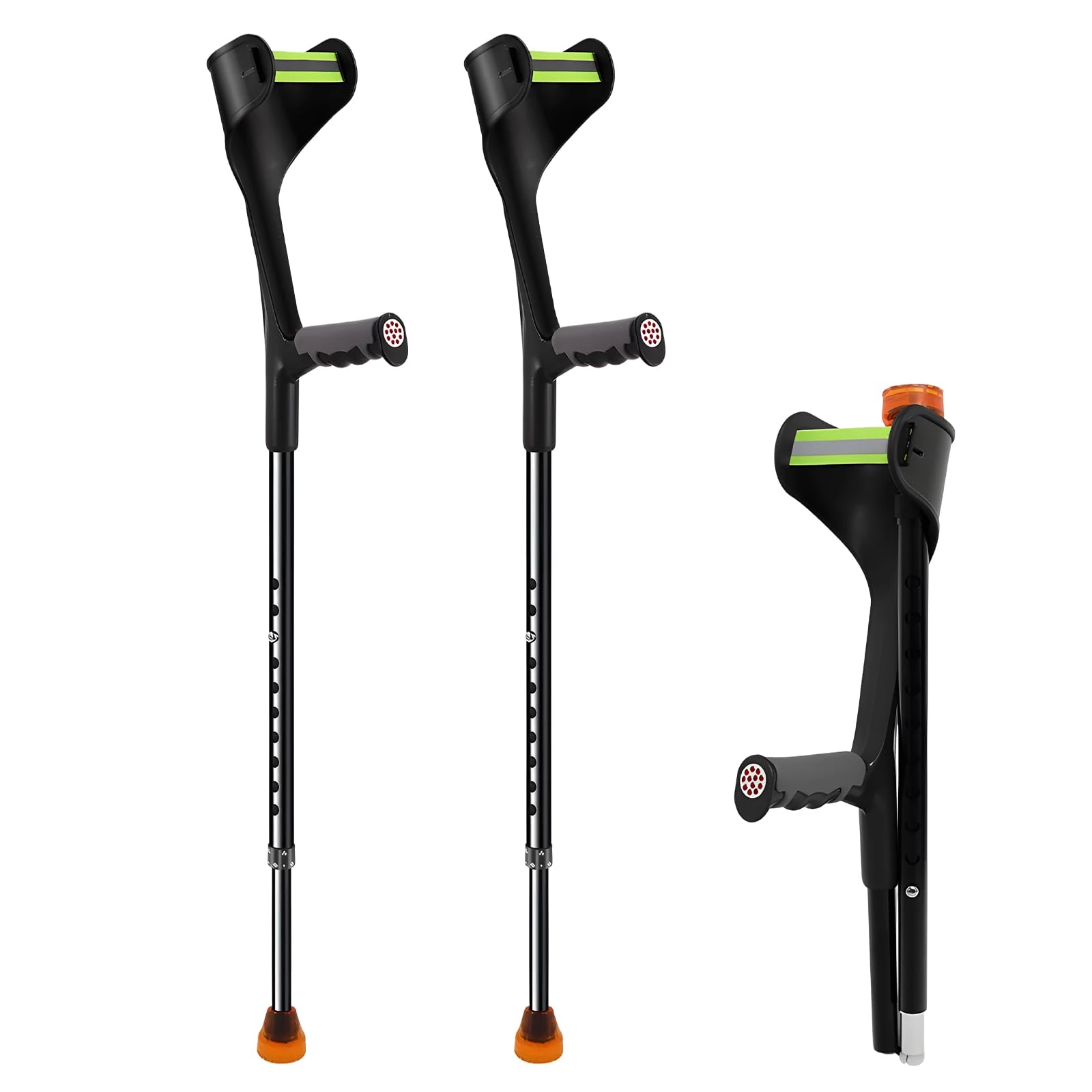 Folding Crutches for Adults, Elbow Crutches for Women Men, Lightweight Height Adjustable Crutches with Comfy Handle, Ergonomic Grip Forearm Crutches with Non-Slip Base Mobility and Walking Aids(2PCS)
