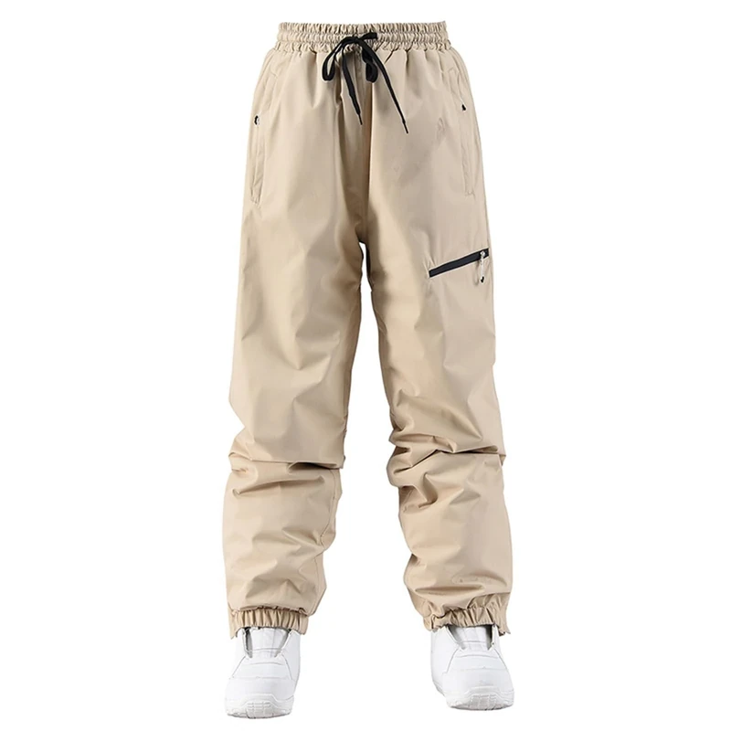 Generisch Windproof and warm ski trousers for winter outdoor for men and women, board and double board ski trousers, torn trousers, men's black, khaki, XL - Image 1