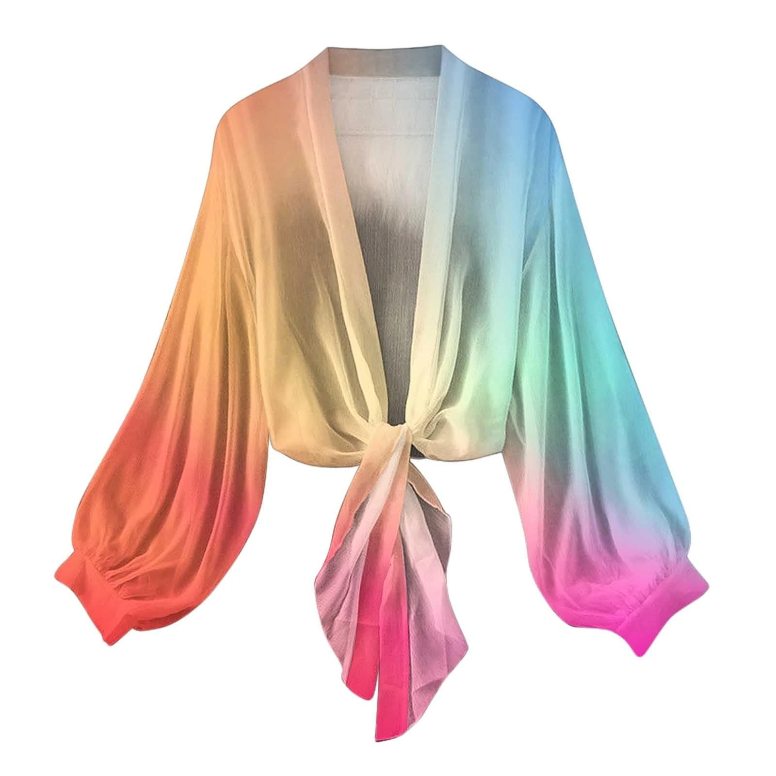 Cardigan Women Kimono Bolero Jackets Open Front Beachwear Loose Bohemian Casual Vocation Swimwear Long Sleeve Chiffon Activewear Casual Hawaiian Jacket Sheer Cover Up