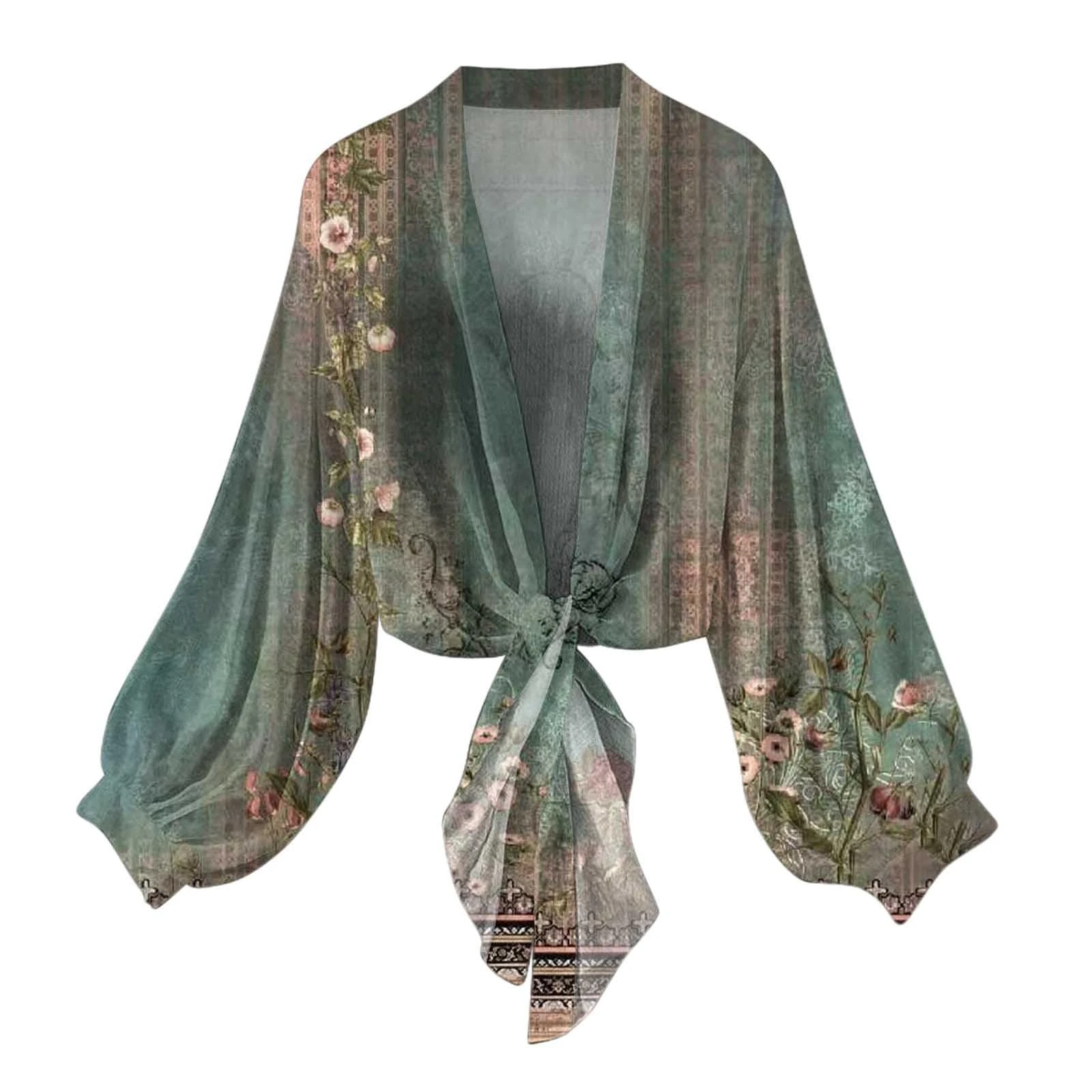 Swim Cover Ups for Women Swimwear Long Sleeve Chiffon Open Front Beachwear Loose Kimonos Bolero Jackets Bohemian Casual Vocation Activewear Lace Cardigans for Women UK Casual Hawaiian Jacket