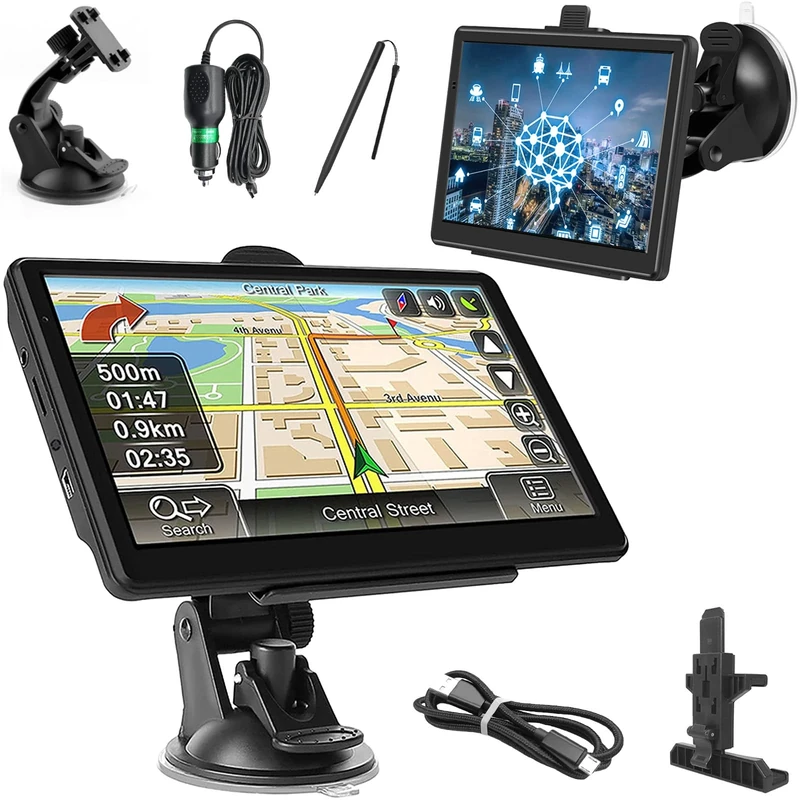 7 Inch GPS Navigator Sat Nav - 2025 Latest UK Map Sat Navs for Cars, Trucks and Buses,HD TFT Touch Screen HGV Satnav, Voice Turn Directions, Postcode Search, Lifetime Free Updates