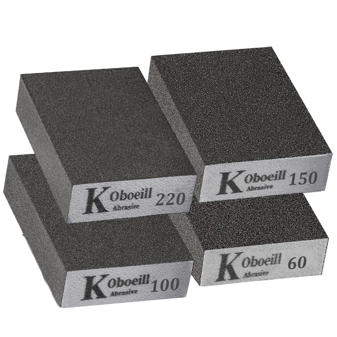 Sanding Block 4 Pieces Sanding Sponges Blocks Pads with 4 Grits (60/100/150/220) Coarse/Medium/Fine/Superfine Wet and Dry Dual-use Abrasive Pads Washable and Reusable sandpaper for Wood Walls Metal