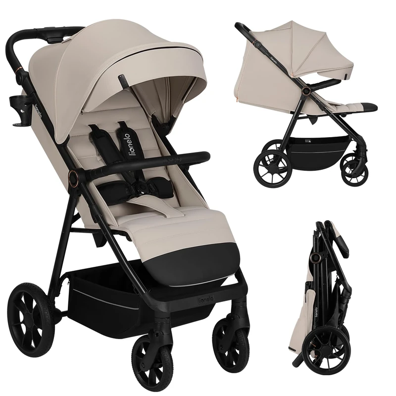 Lionelo IVA Compact Lightweight Pushchair from 6-48 Months, Stroller with Lie-Flat Seat, All-Terrain Wheels, Double Suspension, XXL Waterproof Canopy, Magnetic 5-Point Buckle, Adjustable Handlebar