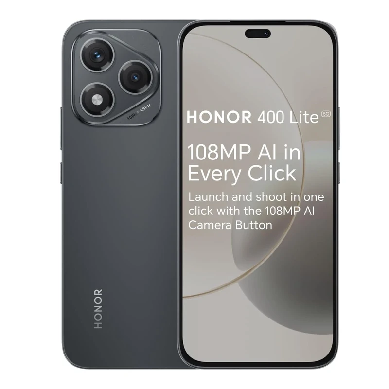 HONOR 400 Lite Unlocked 5G Android AI Smartphone, AI Camera Button,108MP Camera,8GB+256GB Storage,Water Resistance,Velvet Black, 6 Months Extended Warranty (UK Version)