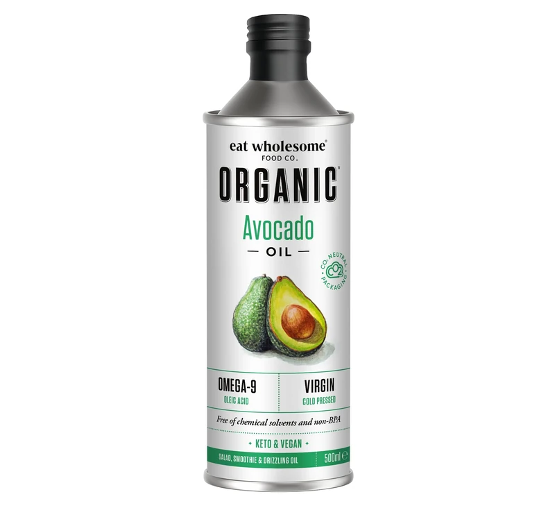 Eat Wholesome Organic Avocado Oil, 500ml - Cold Pressed, Unrefined, High Source of Omega 9, 100% Pure & Natural, Rich In Monounsaturated Fats, High Smoke Point, Vegan