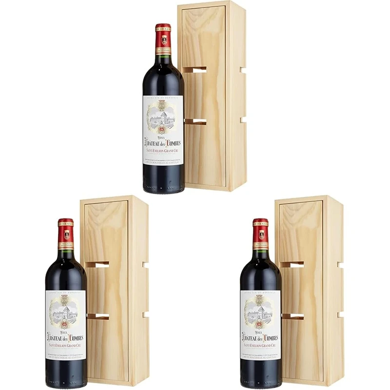 La Grande Vinothèque - Vieux Chateau des Combes Wine Gift Set - Red Wine Saint Emilion Grand Cru - Wine Rack (1 x 0.75 L) (Pack of 3)