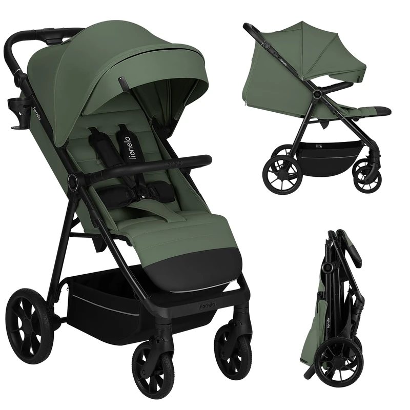 Lionelo IVA Compact Lightweight Pushchair from 6-48 Months, Stroller with Lie-Flat Seat, All-Terrain Wheels, Double Suspension, XXL Waterproof Canopy, Magnetic 5-Point Buckle, Adjustable Handlebar