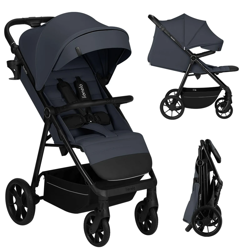 Lionelo IVA Compact Lightweight Pushchair from 6-48 Months, Stroller with Lie-Flat Seat, All-Terrain Wheels, Double Suspension, XXL Waterproof Canopy, Magnetic 5-Point Buckle, Adjustable Handlebar