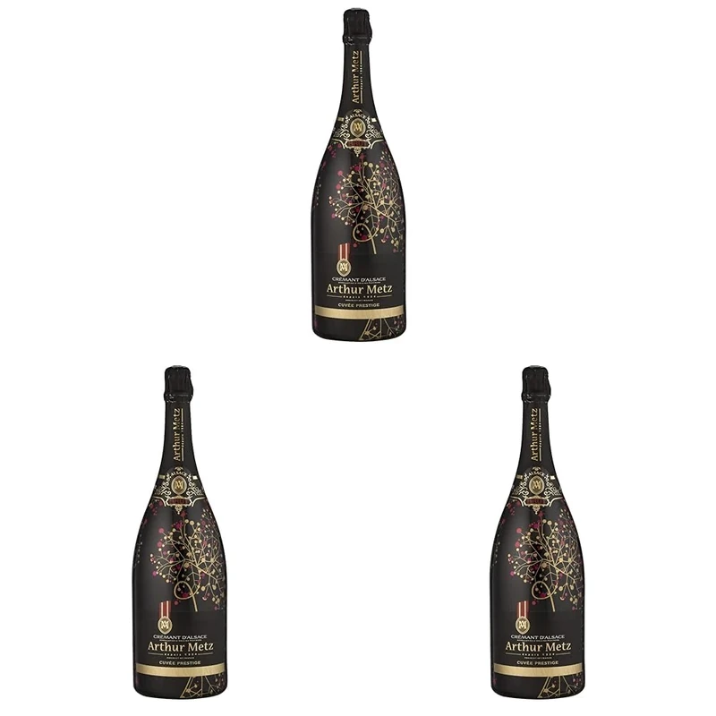 Arthur Metz - Cremant d'Alsace Brut Magnum White Sparkling Wine - Traditional Method (1 x 1.5 L) (Pack of 3)