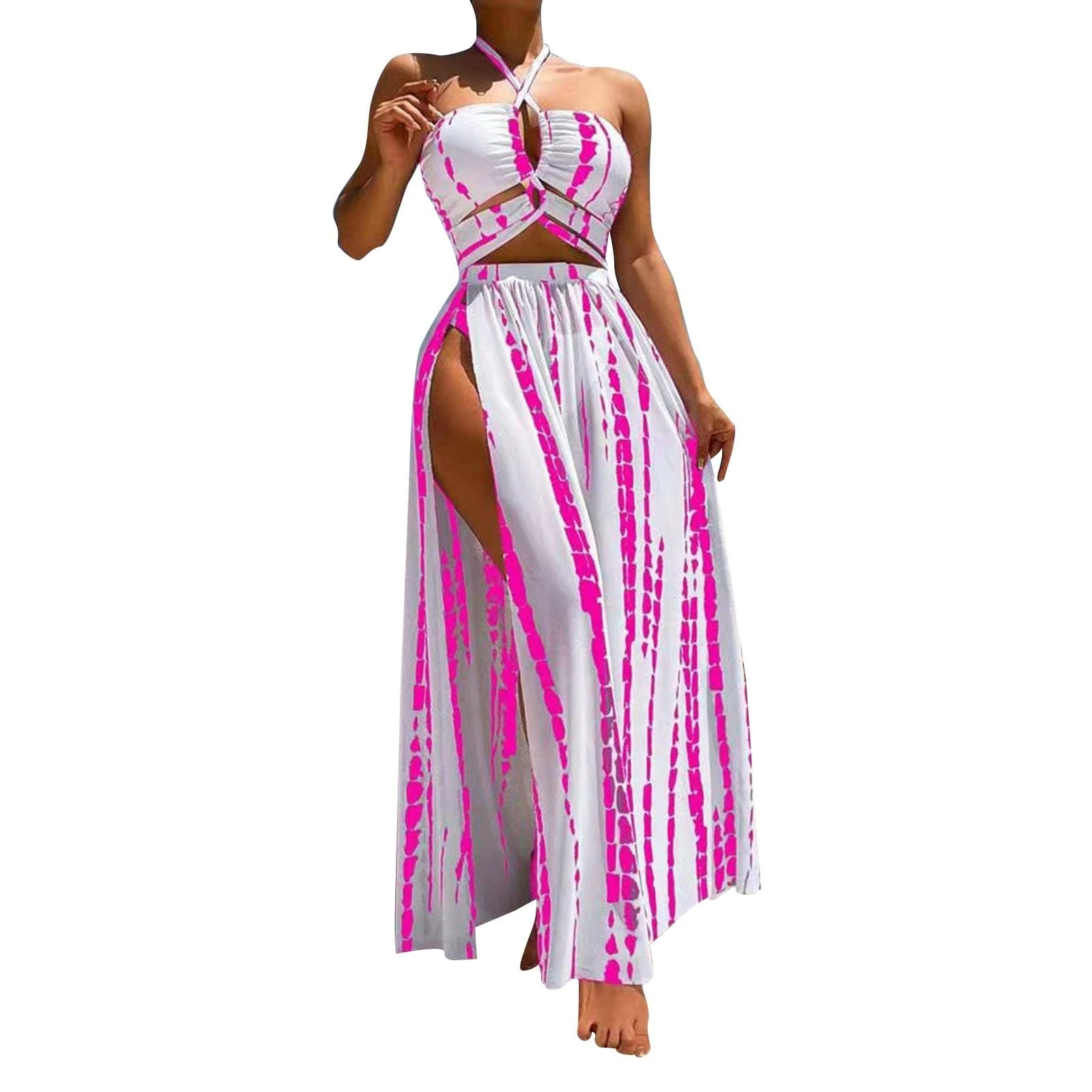 Tankini Women's Swimsuit Tummy Control Swimwear Summer High Waist Bikini 2025 Sexy 3-Piece Bikini Set Cover Up Swimsuit for Women Long Sleeve Push Up Beach Wear Men's Shirts Short Sleeve V Neck, pink