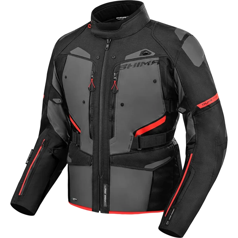 SHIMA Dune Motorbike Jackets for Men GFLEXX Back Protector Elbows Shoulders Armour Riding Motorcycle Summer Winter Bikers Waterproof Lightweight Armoured Motorcycles (Men Jacket, Red, XL)