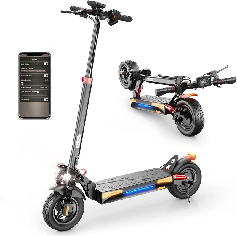 iScooter Electric Scooter, iX4 Electric Scooters Adult 10 Inches Off-road Honeycomb Tires, 45 km Long Range, 48V 15Ah Fast E-Scooter, 3 Speed Modes with APP Control, Dual Shock Suspension