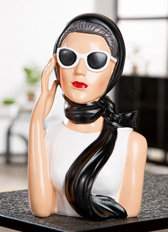 GILDE Lady Audrey Black and White Resin Figurine 28cm Tall 18cm Wide 16cm Deep Woman