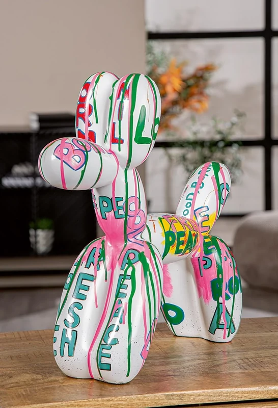 Casablanca Pallone Resin Balloon Dog Figurine, Glossy, Multi-Colour, 40 x 41 x 13 cm