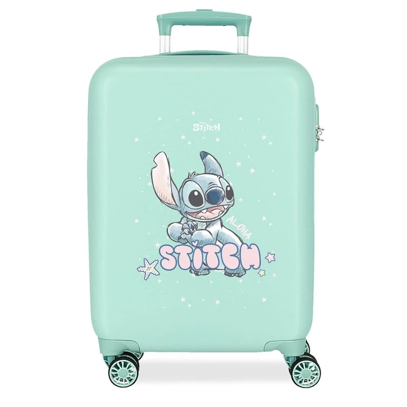Disney Joumma Lovely Stitch Children's Suitcase Suitcase Cabin Blue White Rigid ABS Combination Lock Side 4 Wheels Hand Luggage, Turquoise, One Size, Cabin Suitcase