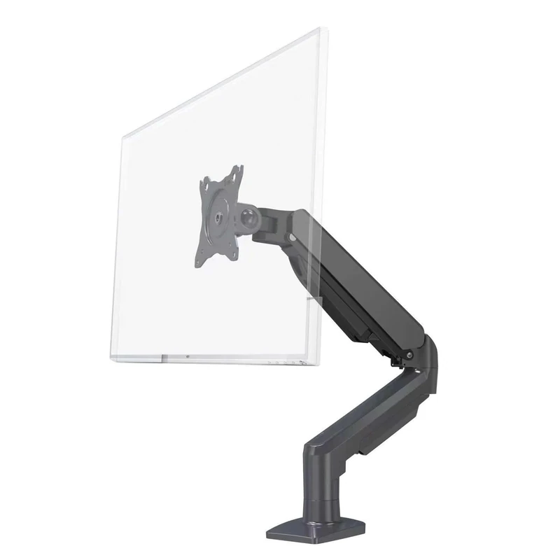 Office Hippo Single Monitor Arm, Gas Spring Suspension, Desk Clamp Mount, Adjustable Screen Position