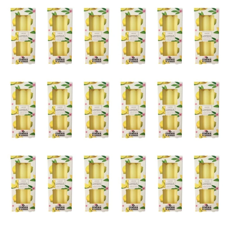 Promo Kit of 18 Packs of 3 Scented Candles (54 Candles) – Lemon – Vegan Wax – Pocket Season – Spring/Summer – Made in Italy Cereria Di Giorgio