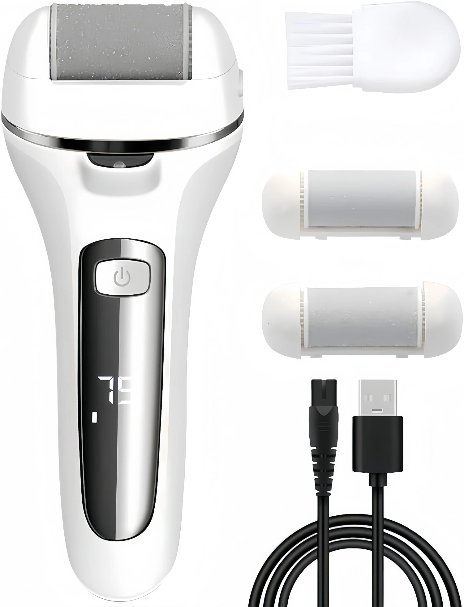 Electric Foot File for Hard Skin - Callus Remover Grinder for Feet with Led Display for Removing Hard, Dead Skin - Foot Scraper Scrubber, Pedicure Sets for Feet - Includes 3 Roller Heads