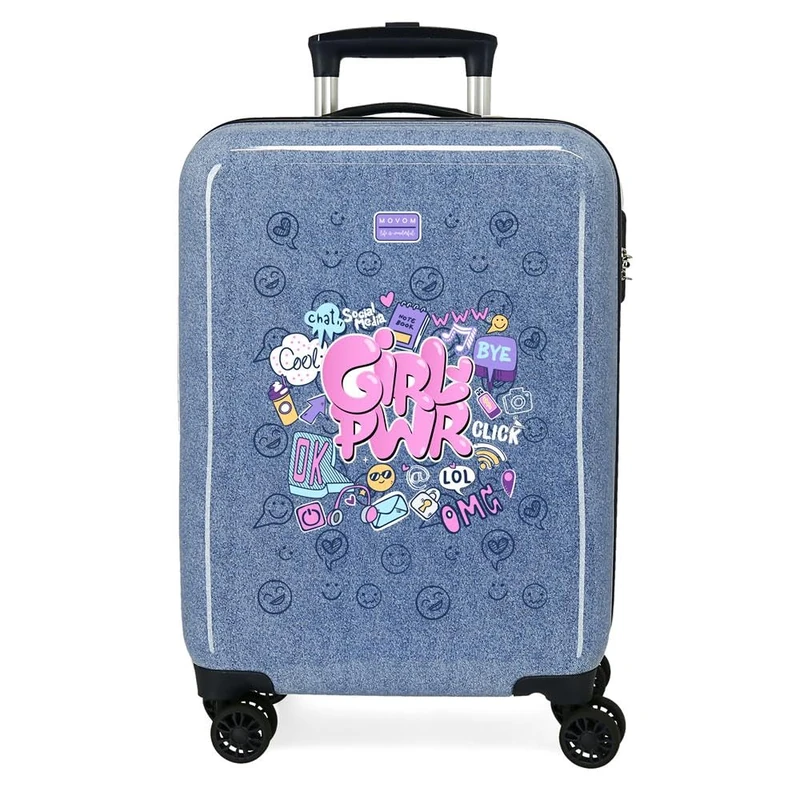 Movom Power Girl Cabin Suitcase Blue 38x55x20cm Rigid 2.5kg Combination Lock Side ABS 2.5kg 35L Hand Luggage, Blue, One Size, Cabin Suitcase