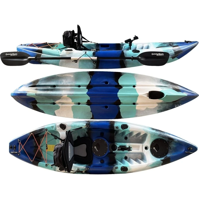 Cambridge Kayaks Zander Single Sit on Top kayak for Leisure and Fishing 13 Colour Choices (Light Blue Dark Blue)