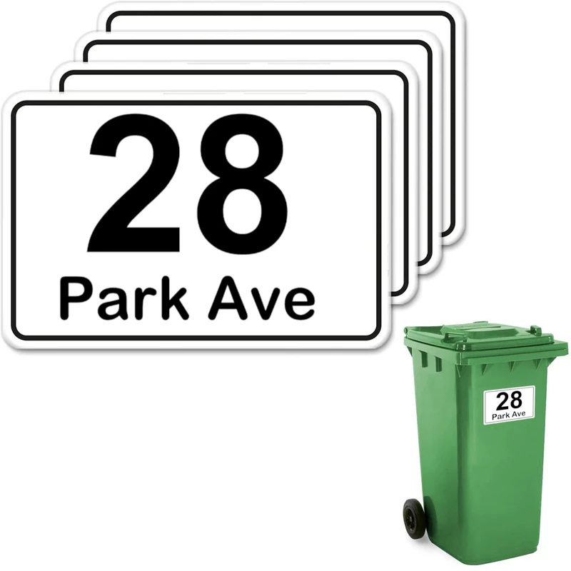 solvexsquared 4-Pack Bin Sticker - Waterproof 100x150mm House Number