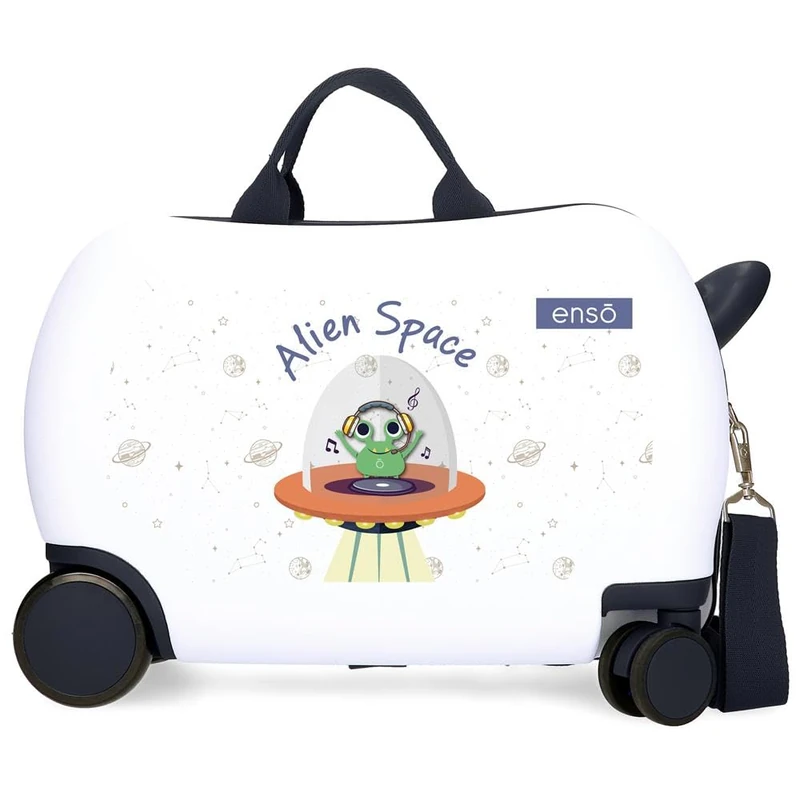 Enso Alien Space Children's Suitcase White 45x31x20cm Rigid 1.8kg Combination Lock Side ABS 1.8kg 24.6L Hand Luggage, White, One Size, Children's Suitcase