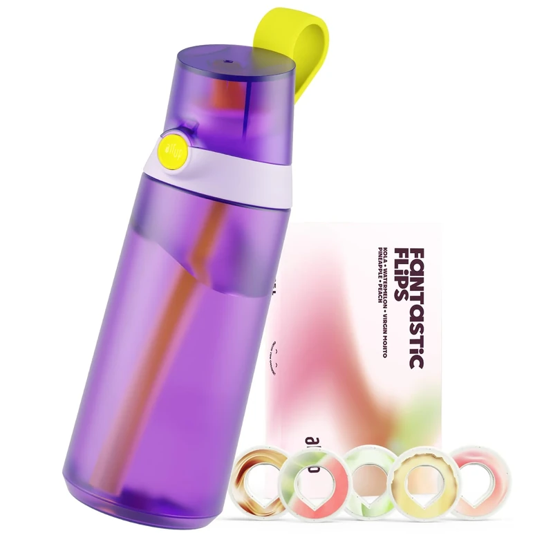 AIR UP® water bottle Click Squid Purple original starter set with pods in 5 flavors | 600ml drinking bottle with sugar-free flavoring | dishwasher-safe, BPA-free - Image 1