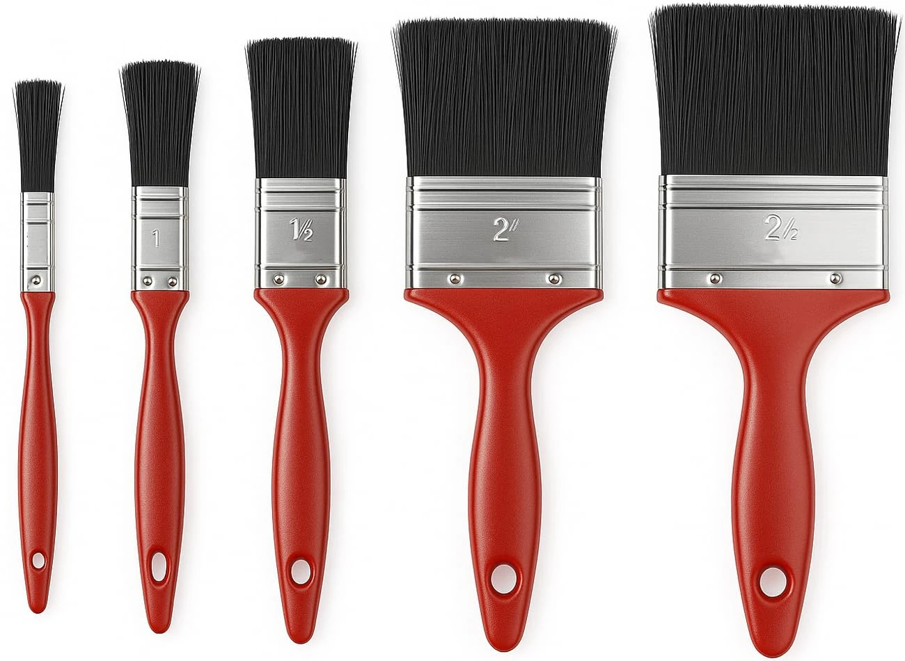 Xtremeauto 5pc Paint Brush Set – Synthetic Bristle Brushes for Emulsion, Gloss, Varnish & Stains – Ergonomic Handles – Sizes: 0.5”, 1”, 1.5”, 2”, 2.5” – Ideal for DIY & Craft Projects (5 Piece)