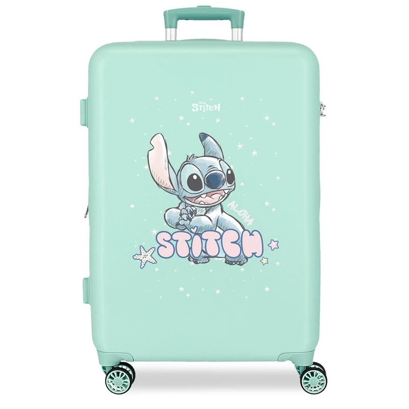 Disney Lovely Stitch Medium Suitcase Blue 46x65x23cm Rigid 3.1kg Combination Lock Side ABS 3.1kg 56L, Blue, One Size, Medium Suitcase
