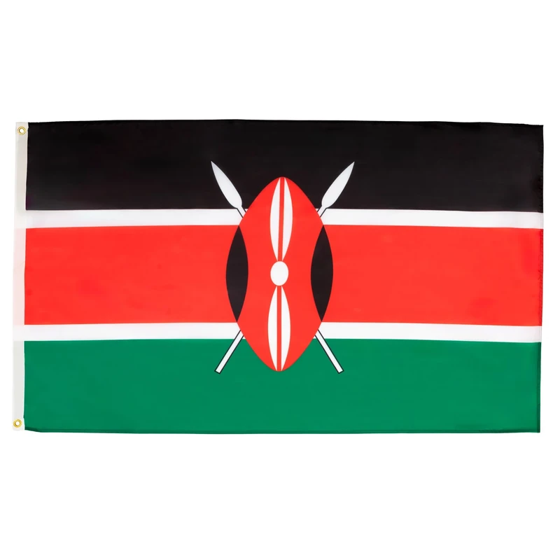 AZ FLAG - Set of 10 Kenya Flags – 90 x 60 cm – Kenyan Flag 100% Polyester with Integrated Metal Eyelets