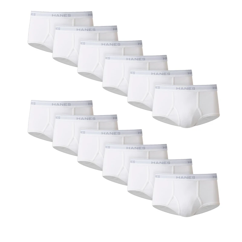 Hanes Men's Underwear Briefs Pack, Cool & Breathable, Moisture-Wicking Cotton Underwear for Men, White & Black Multi-Pack, White, XL