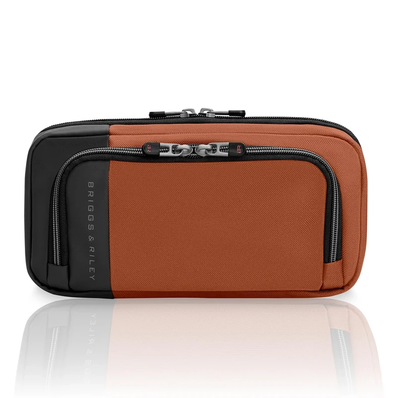 Briggs & Riley Hanging Toiletry Kit - Toiletry Travel Bags for Women & Men, Organiser for Vacation, Sleek & Compact Dopp Kit, Use for Bathroom Accessories, Makeup, & Skincare - ZDX Collection, Canyon