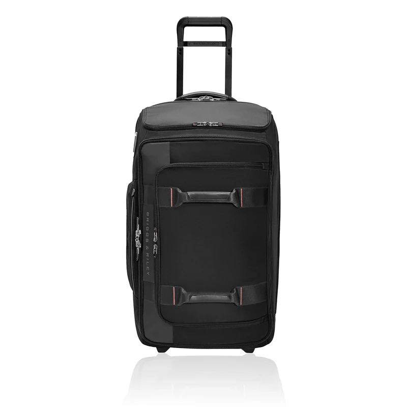 Briggs & Riley 69cm Medium Upright Duffle - Checked Luggage for Travel, Suitcases with Wheels, Softside Rolling Bag for Men & Women - ZDX Collection, Black