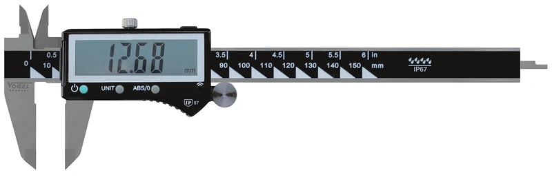 Digital caliber DIN 862, absolute system, IP67, millimeter accuracy, internal and external measurement, ideal for mechanics and metallurgy work.