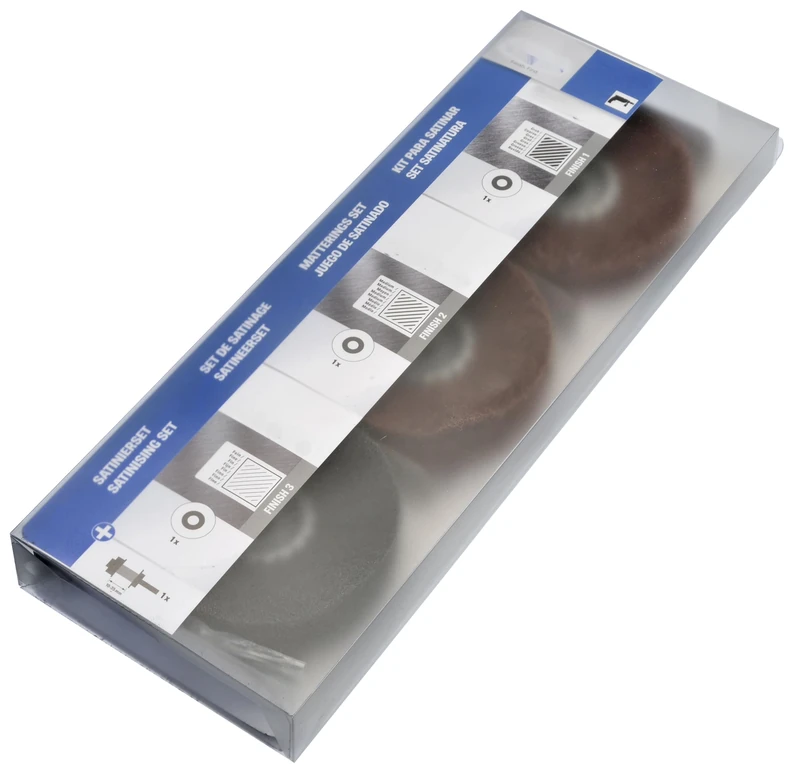 Non-Woven Fiber Wheels kit, Ideal for Satin Surfaces, improving finishes and achieving efficient polishing.