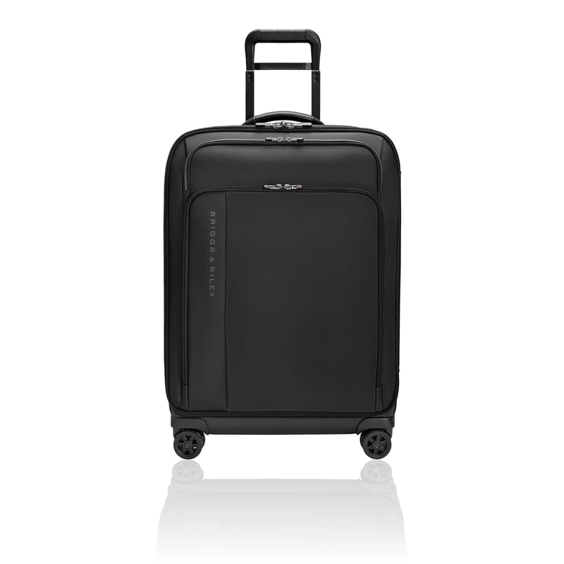 Briggs & Riley 66cm Medium Expandable Spinner - Checked Luggage for Travel, Suitcases with Wheels, Softside Rolling Bag for Men & Women - ZDX Collection, Black