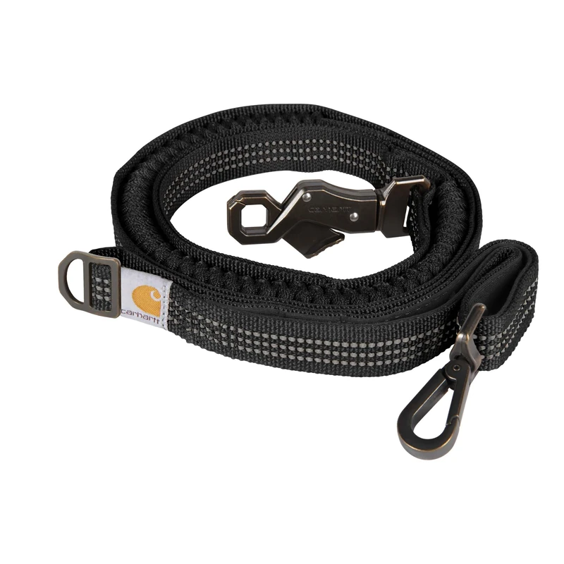 Carhartt Pet Durable Nylon Webbing Leashes for Dogs, Reflective Stitching for Visibility, Black (Shock Absorbing), Large