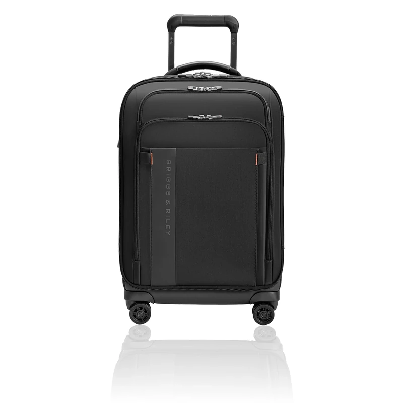 Briggs & Riley Essential 56cm Carry On Expandable Spinner - Luggage for Travel, Suitcases with Wheels, Softside Rolling Bag for Men & Women - ZDX Collection, Black