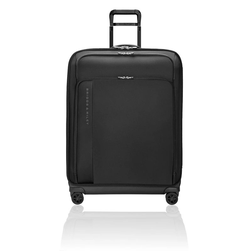 Briggs & Riley 74cm Large Expandable Spinner - Checked Luggage for Travel, Suitcases with Wheels, Softside Rolling Bag for Men & Women - ZDX Collection, Black