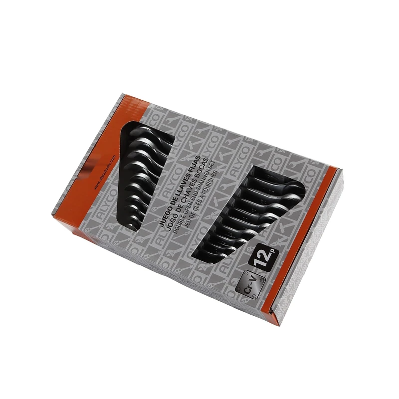 Set of 12 Fixed Wrenches 6x7-30x32, Steel, Polished Finish, Strong and Durable, Ideal for Mechanics and Maintenance.