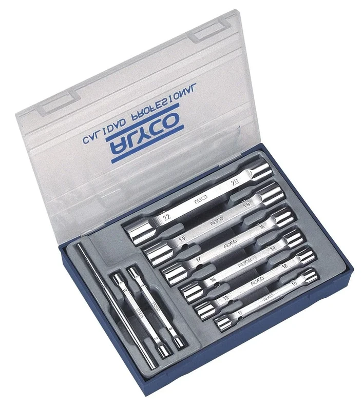 Set of 9 Forged Socket Wrenches, high Strength, Various Sizes, Ideal for Mechanics and car Repairs.